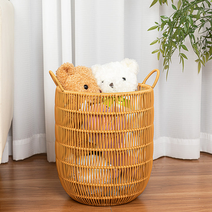 Women's Round Storage Basket with Practical Side Handles Bowlift