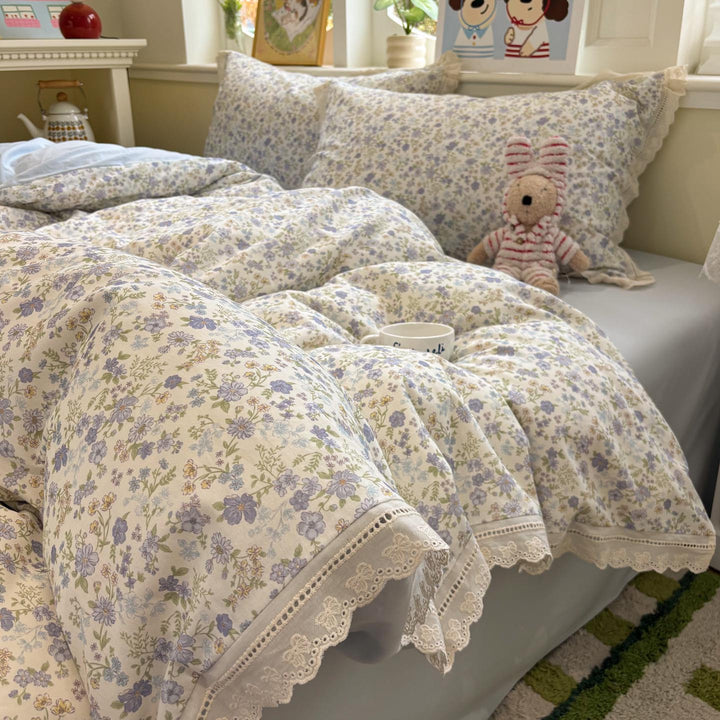 Floral Print Cotton Bedspread