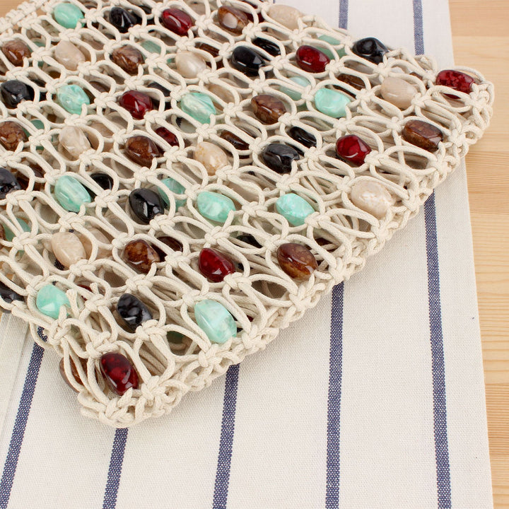 Fashionable handbag in creative net design with colorful accents Bowlift