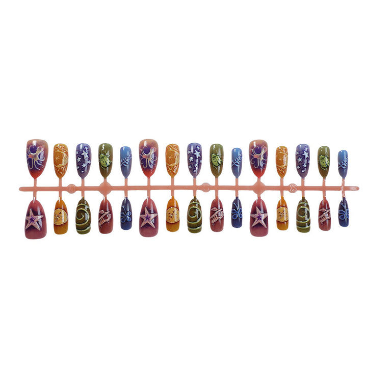 Artificial nail set with creative maritime and nature-inspired motifs Bowlift