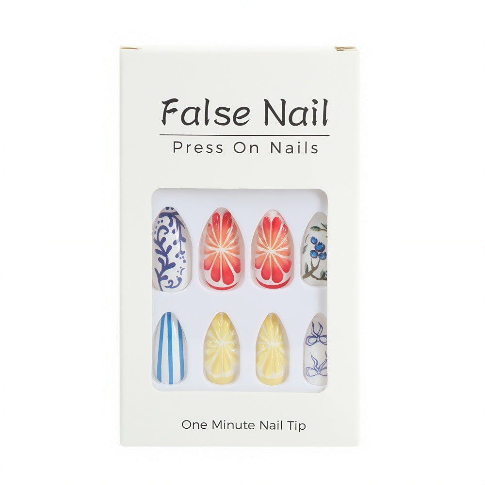 Artificial Nail Set with Handcrafted Floral and Graphic Designs Bowlift