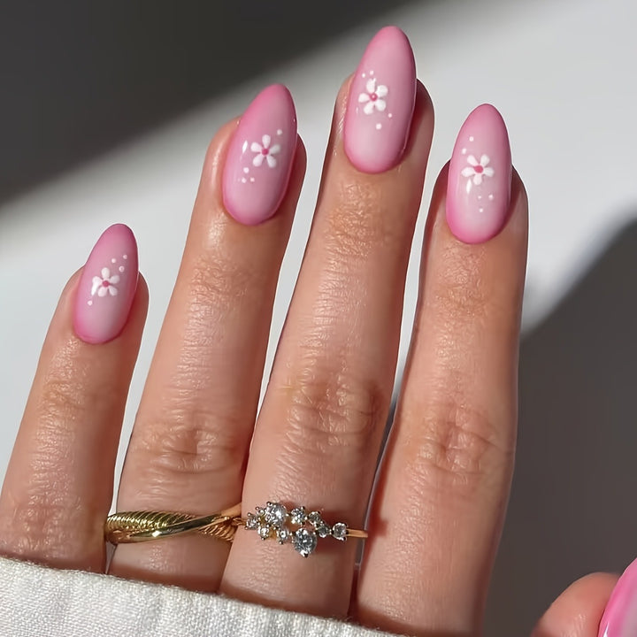 Artificial Nails in Elegant Flower Pattern Bowlift