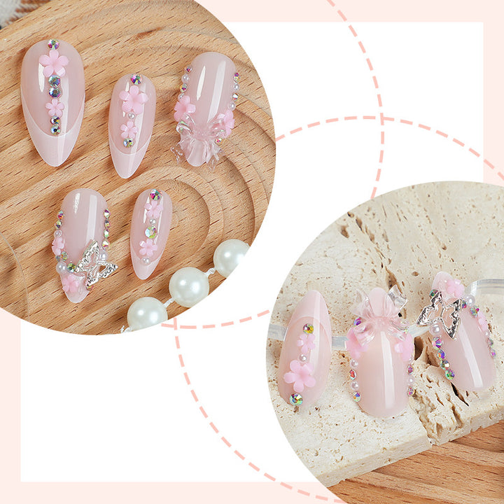 Creative nail art set with playful flower and glitter accents Bowlift