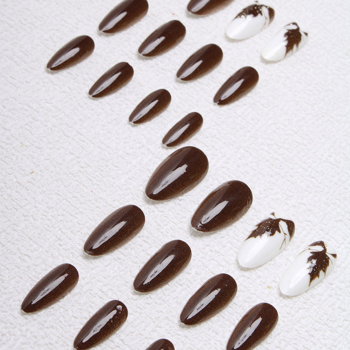 Artistic Leaf-Designed Press-On Nails Bowlift