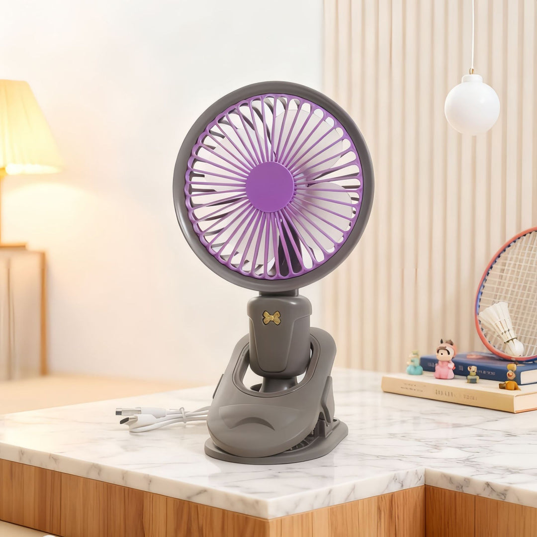 Women Portable Table Fan with Adjustable Tilt Mechanism and USB Connection Bowlift