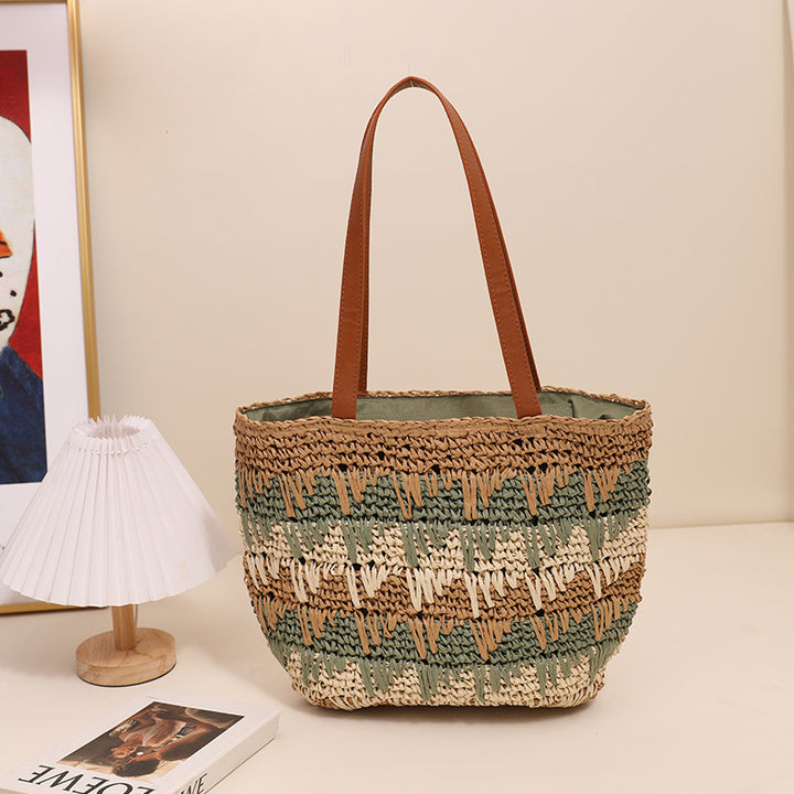 Braided tote bag with unique pattern mix Bowlift