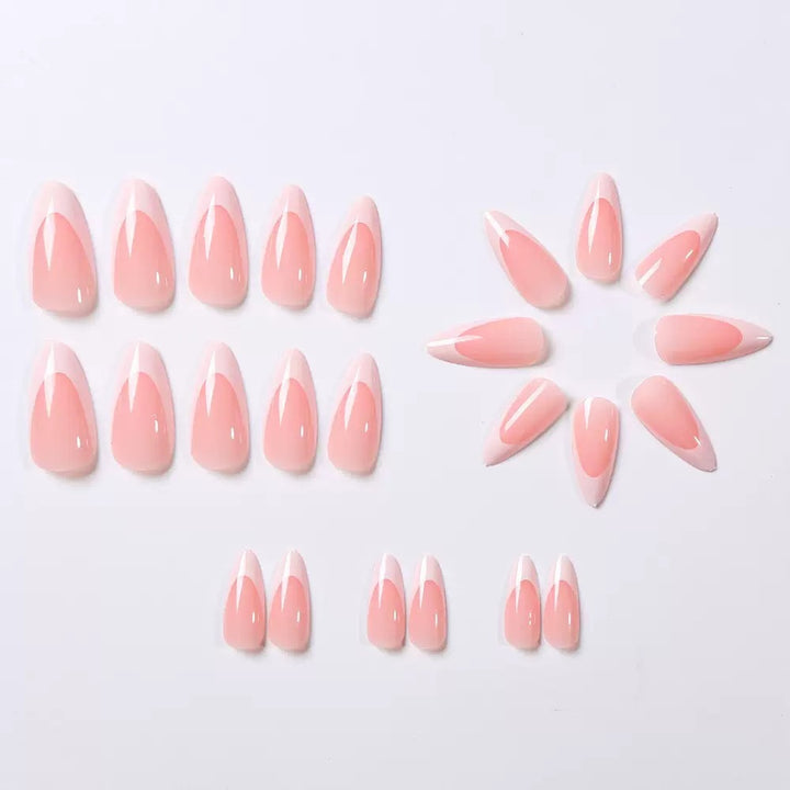 Artificial nail set with elegant French design and gloss effect Bowlift