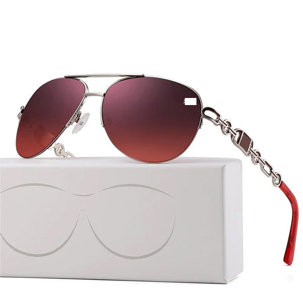 Women Aviator Sunglasses with Fashionable Chain Detail Bowlift