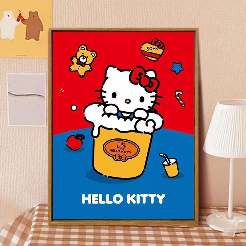 Hello Kitty-Inspired Cartoon Wall Art Print Bowlift