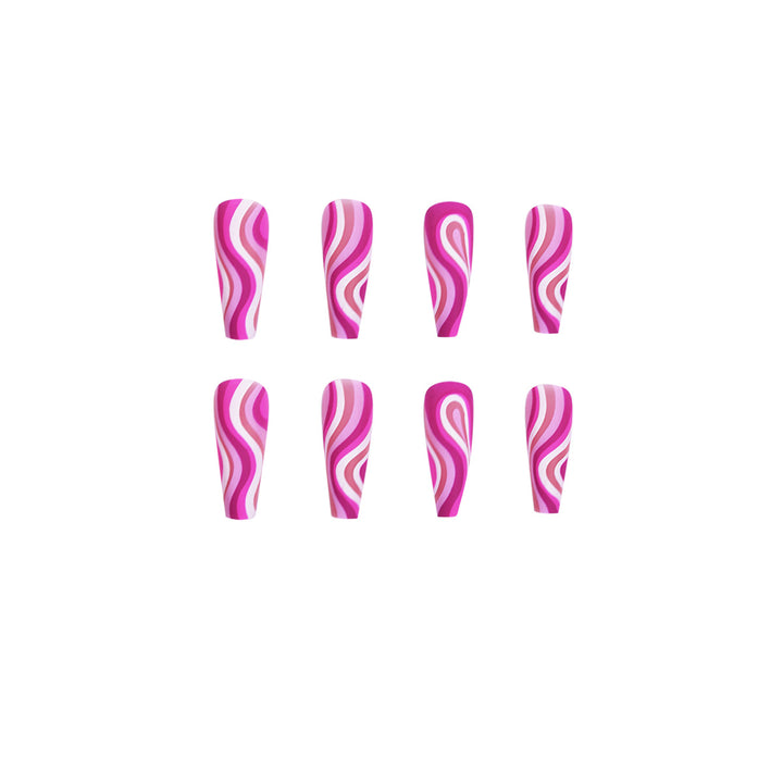 Artistic acrylic nails in ombre design with modern wave patterns Bowlift