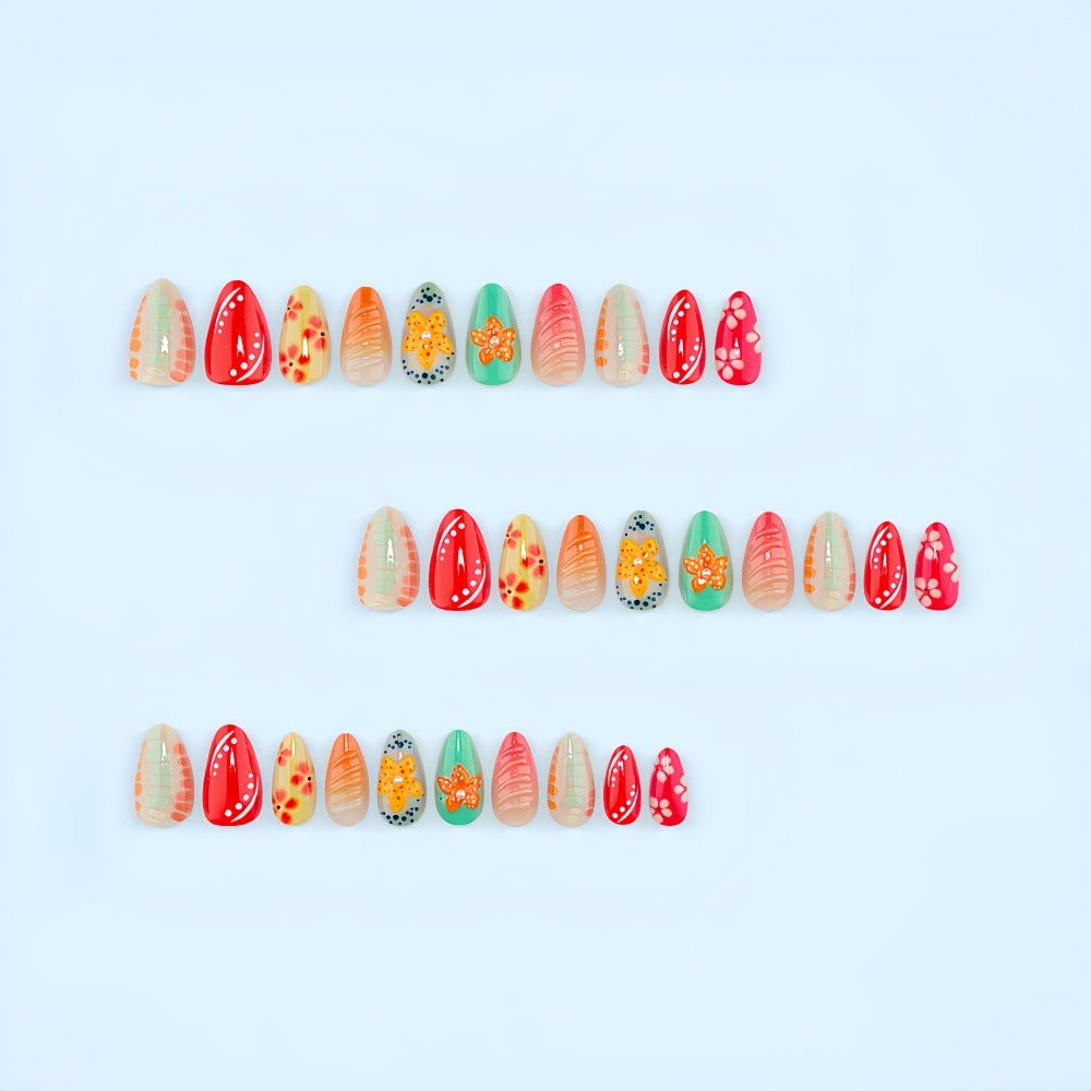 Creative floral design acrylic nails Bowlift