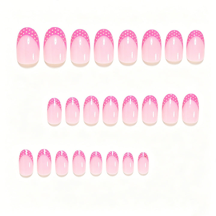 Artistic Polka Dot French Tip Nail Set Bowlift