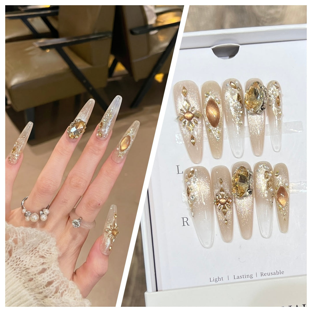Artistic Stiletto Press-On Nail Set with Charming Patterns Bowlift