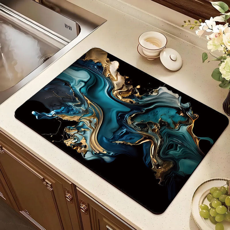 Stylish Marble Pattern Kitchen Mat Bowlift