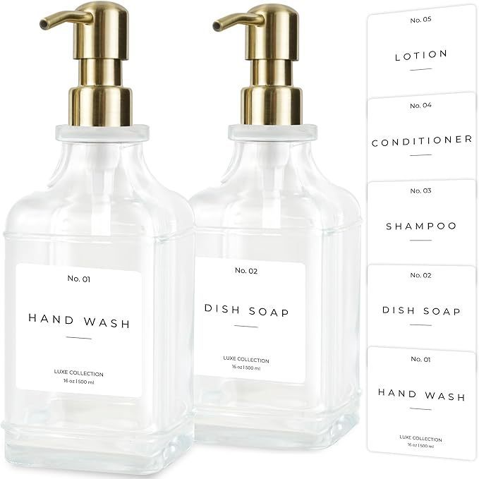Refillable Luxury Pump Dispenser Set for Hand Wash and Dish Soap Bowlift