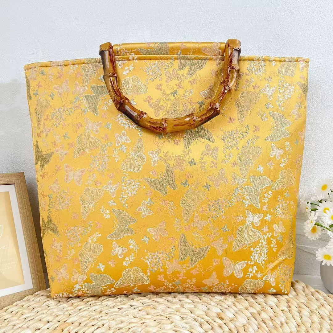 Elegant Handbag with Bamboo Handles Bowlift