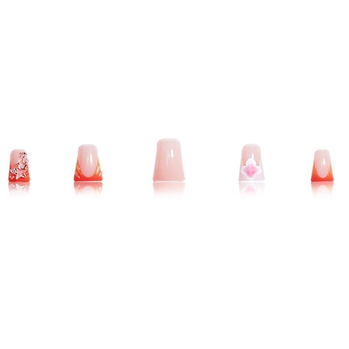 Floral Accent Press-On Nail Set Bowlift