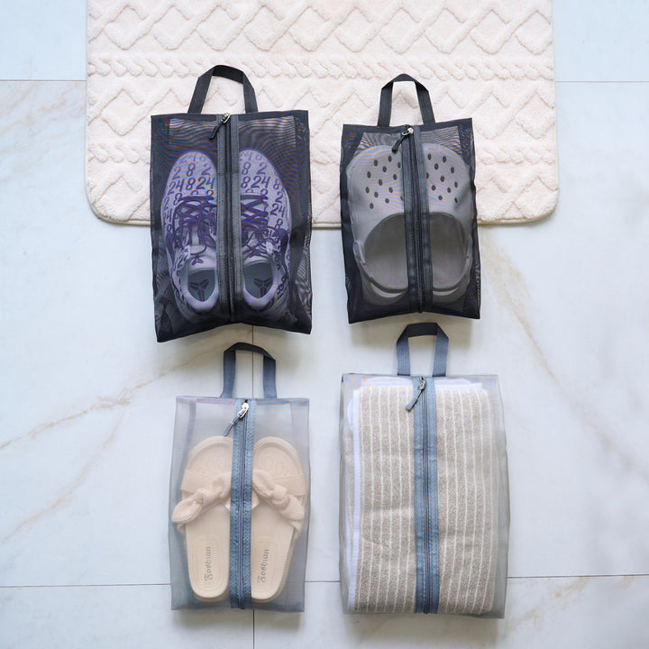Transparent Mesh Zipper Shoe Bag with Handle Bowlift