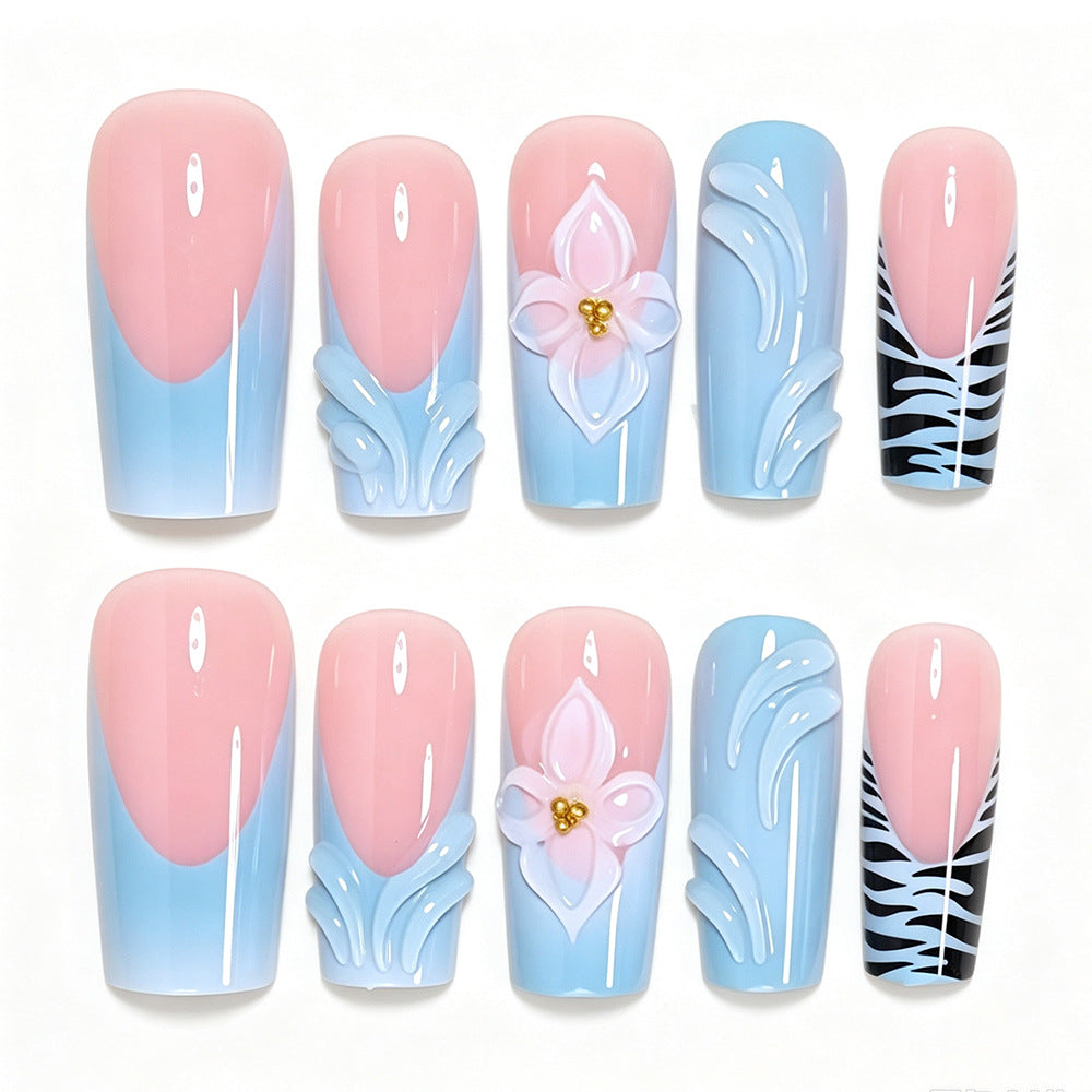 Decorative Long Press-On Nail Art Bowlift