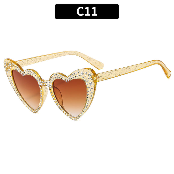 Heart-Shaped Rhinestone Embellished Sunglasses