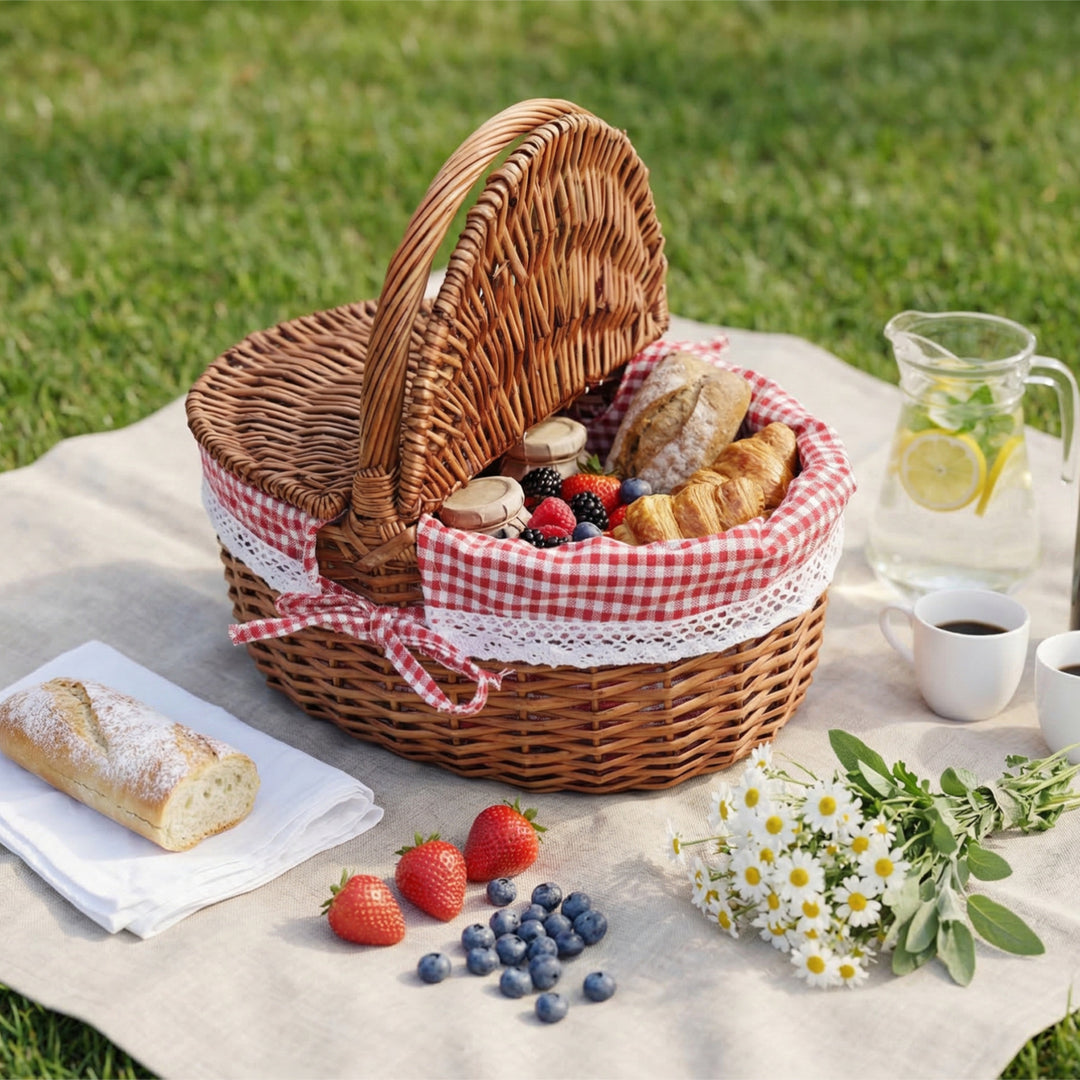 Women's storage basket set with decorative inner lining and practical carrying handles Bowlift