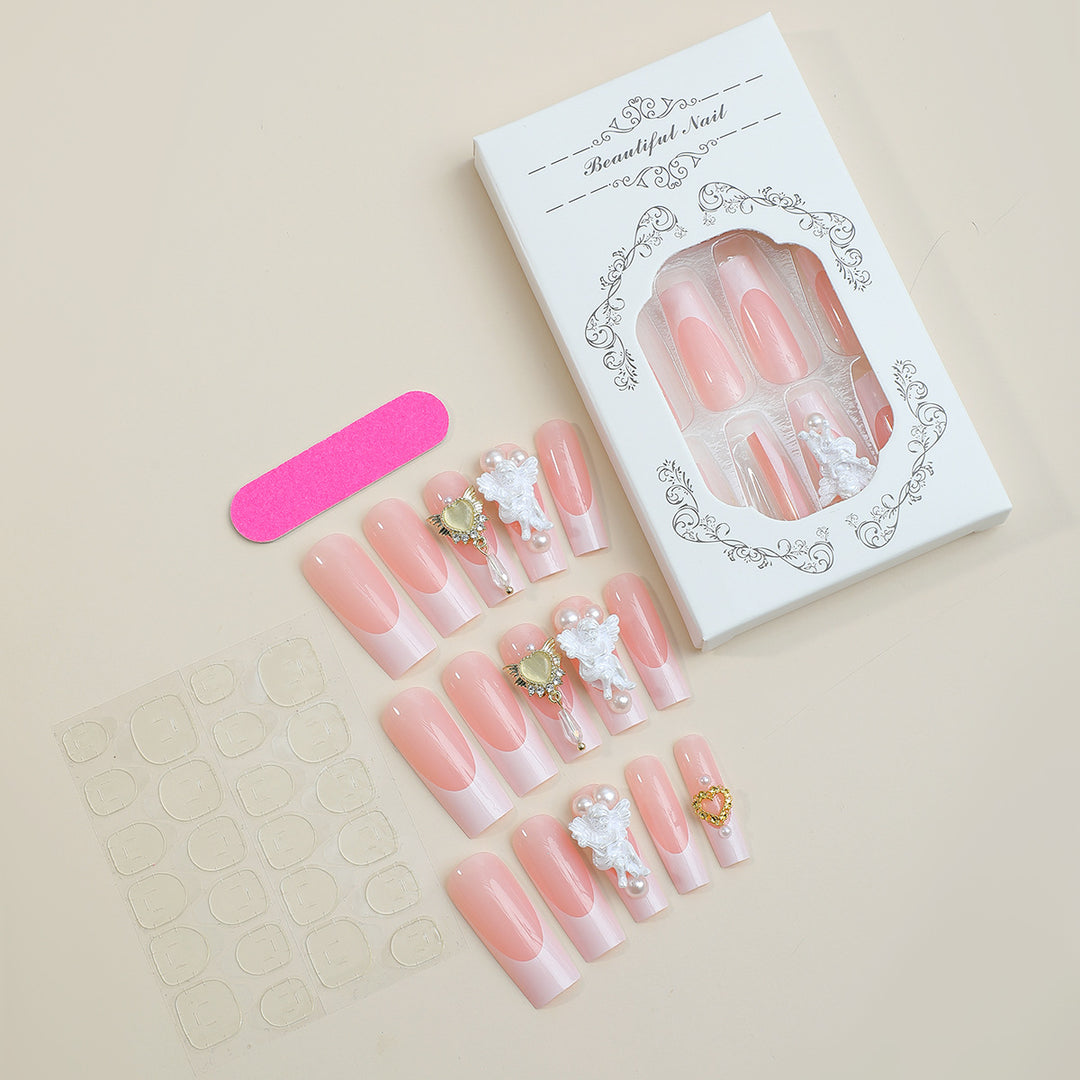 Decorative Press-On Nail Set with 3D Accents Bowlift