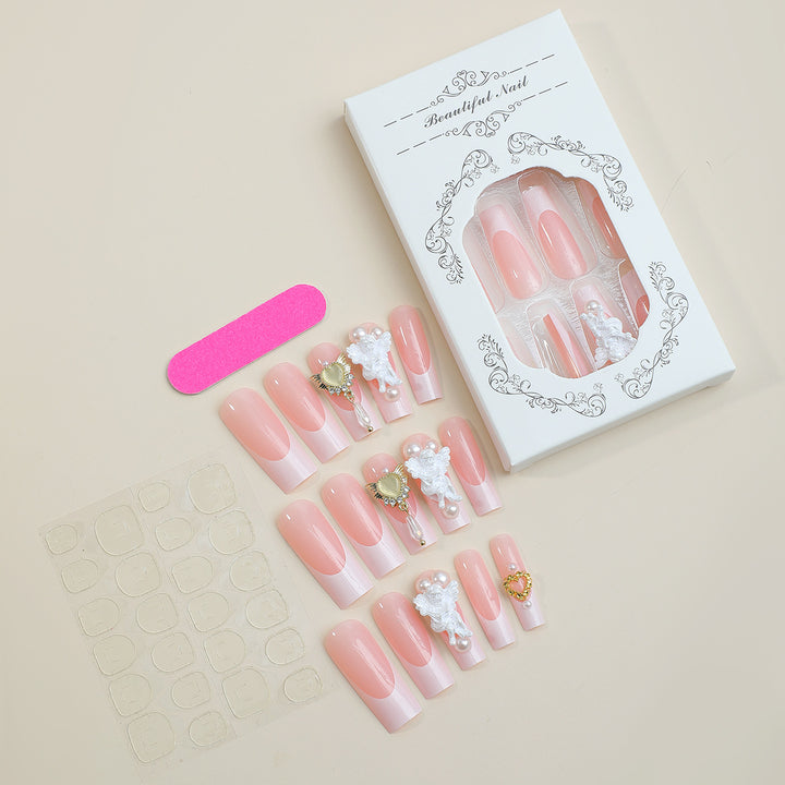 Decorative Press-On Nail Set with 3D Accents Bowlift