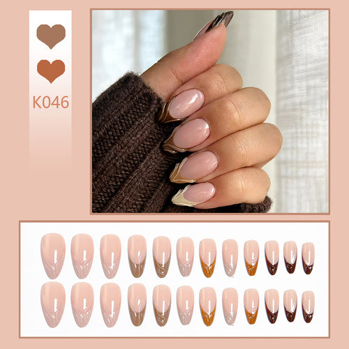 Acrylic nail set with elegant marble pattern and glossy finish Bowlift