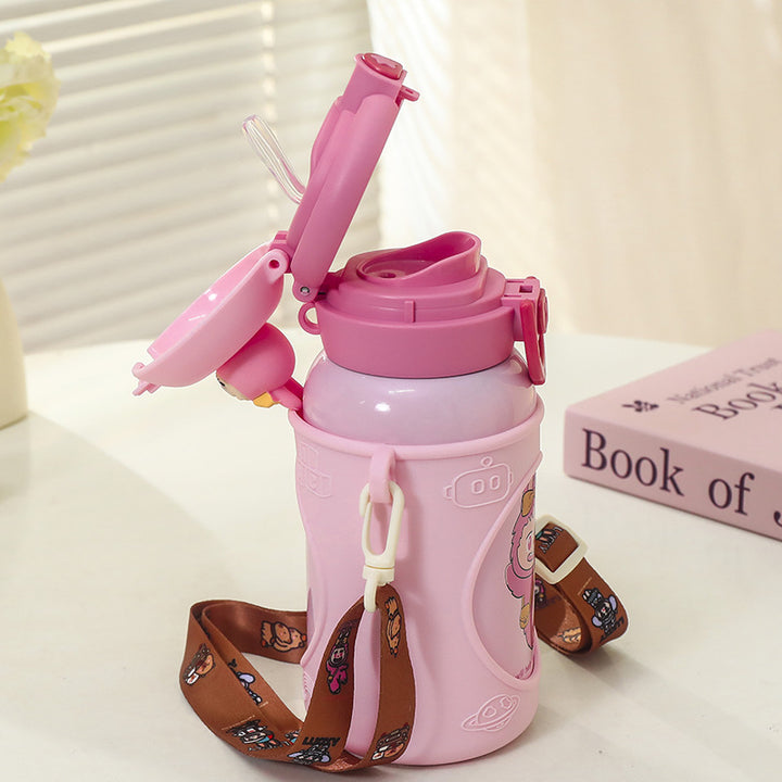 Women Insulated Drinking Bottle with Unique Animal Design and Practical Carry Strap Bowlift