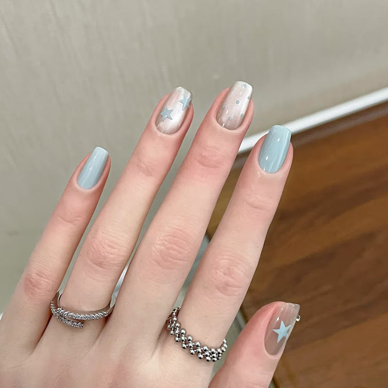 Decorative Press-On Nail Set with Star and Bow Designs Bowlift