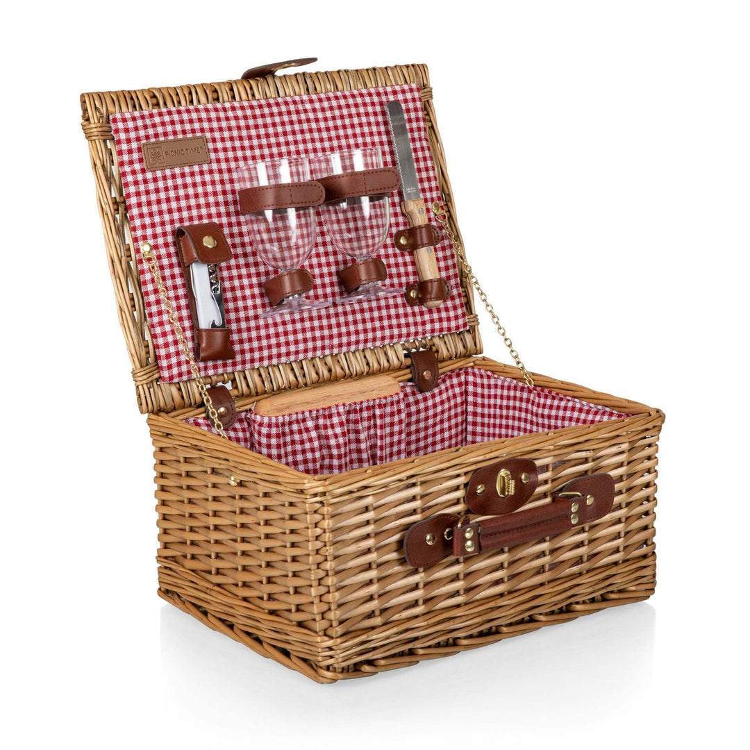 Women's picnic basket with integrated dish set and rustic design Bowlift