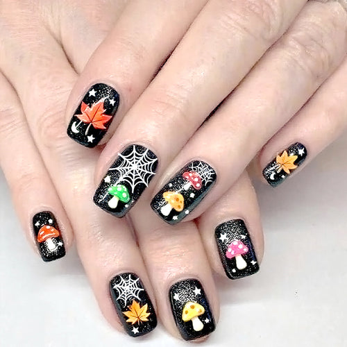 Festive Halloween-Themed Press-On Nail Art Bowlift