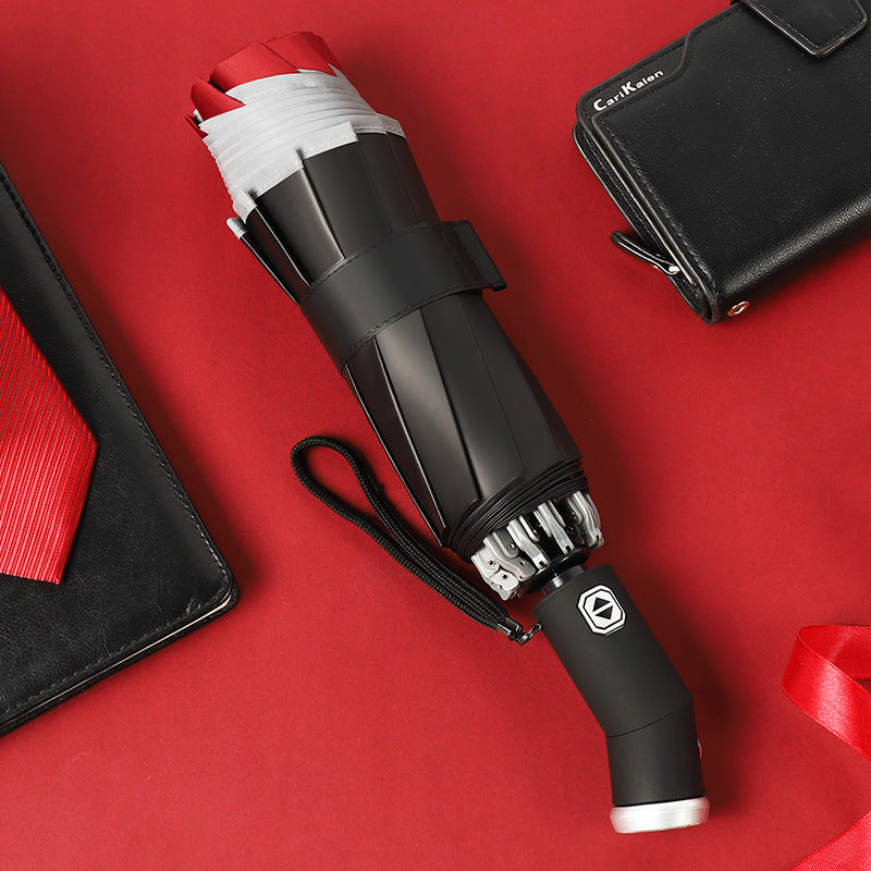 Women's automatic folding umbrella with LED lighting and wind resistance Bowlift