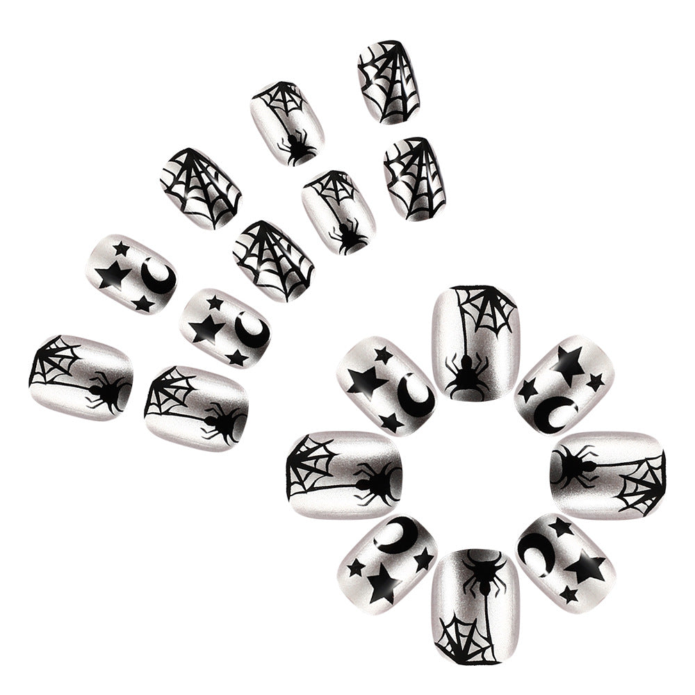 Spiderweb-Themed Press-On Nail Art Set Bowlift