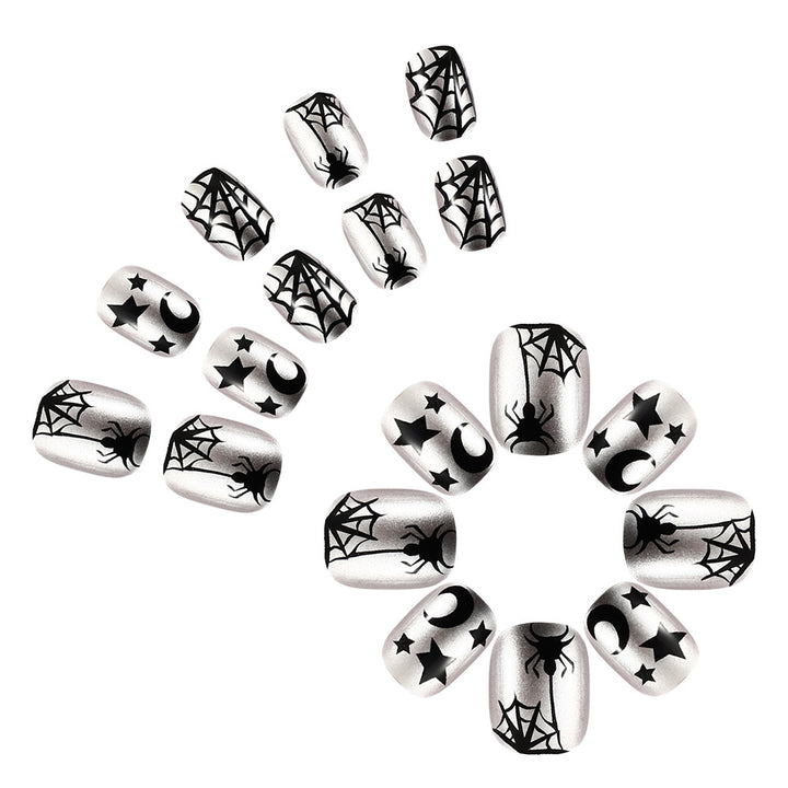 Spiderweb-Themed Press-On Nail Art Set Bowlift
