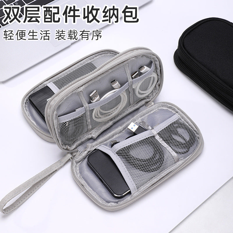 Tech Accessory Organizer Pouch with Mesh Compartments and Elastic Cable Loops Bowlift