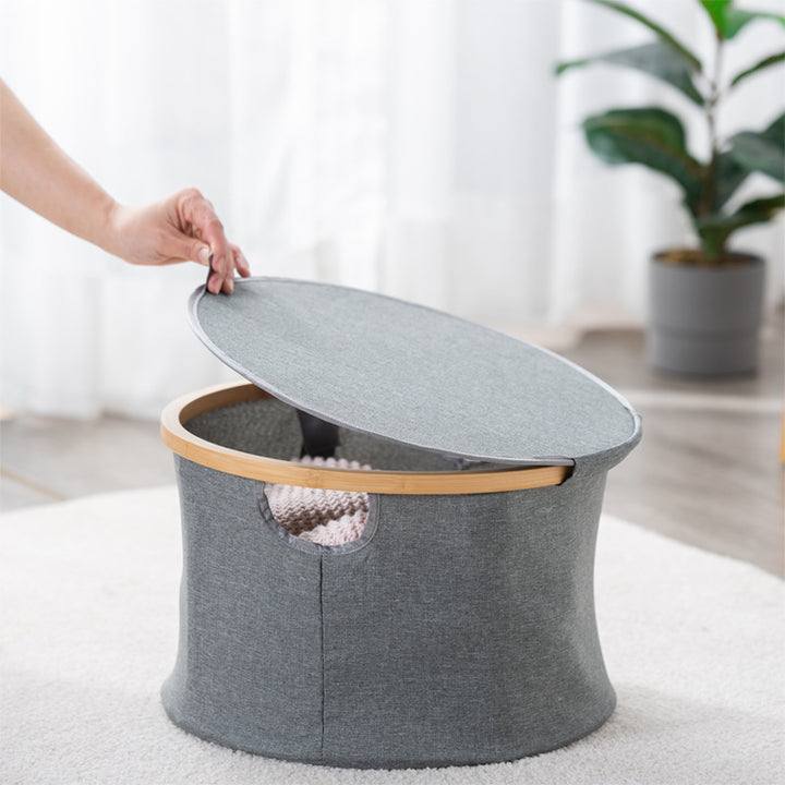 Storage basket with sturdy bamboo lid Bowlift