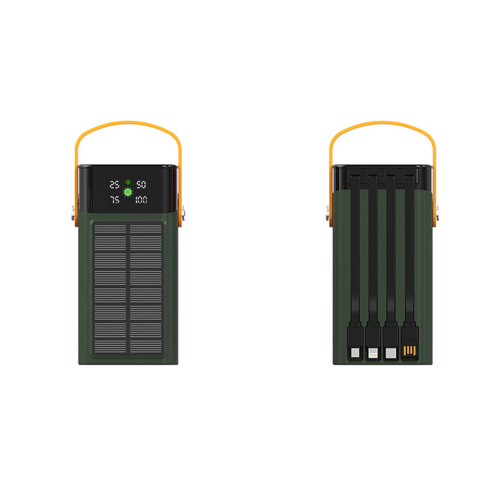 Portable Solar Power Bank with Integrated LED Display and Multifunctional Charging Cable Bowlift