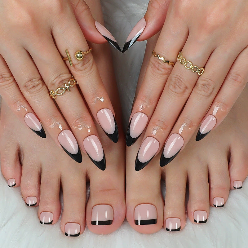 Stylish Press-On Nail Set with Elegant French Tip Design Bowlift