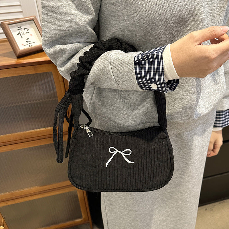 WoElegant Textured Corduroy Crossbody Bag Bowlift