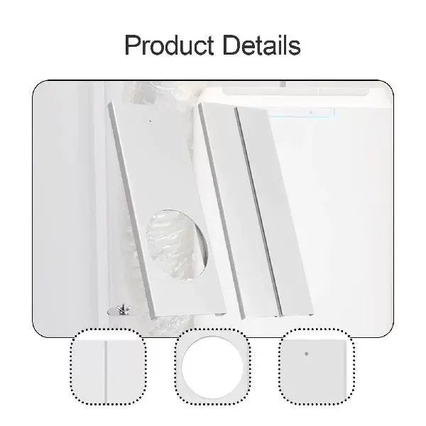 Unisex One Size Portable Air Conditioner Window Ventilation Plate Adapter with Circular Exhaust Cutout and Adjustable Slide Panel Bowlift
