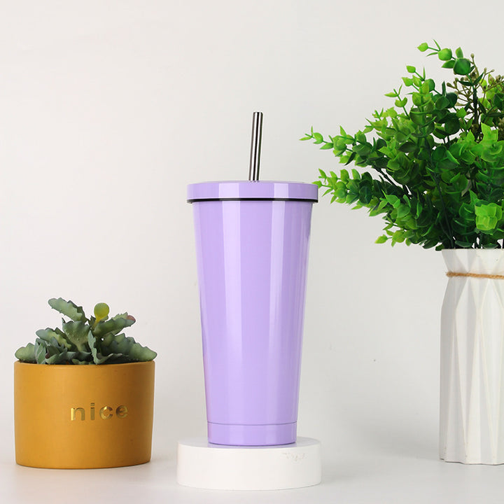 Women's stainless steel drinking cup with straw Bowlift