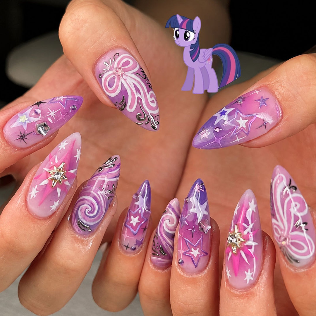 Creative Nail Art Set with Glitter and Star Motifs Bowlift