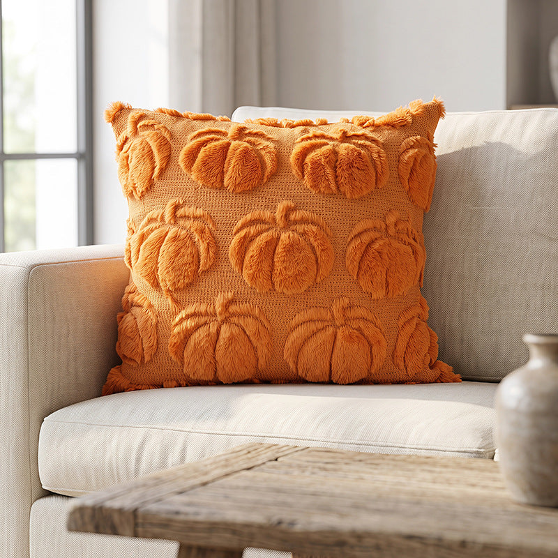 Plush Pumpkin Motif Decorative Throw Pillow