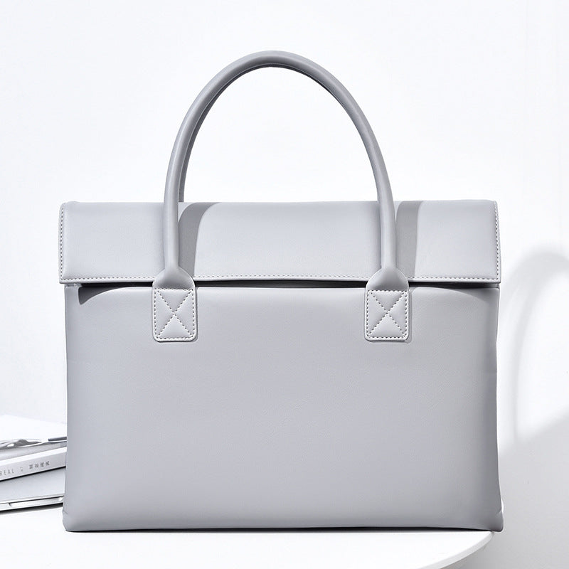 Elegant Structured Leather Office Tote Bag Bowlift