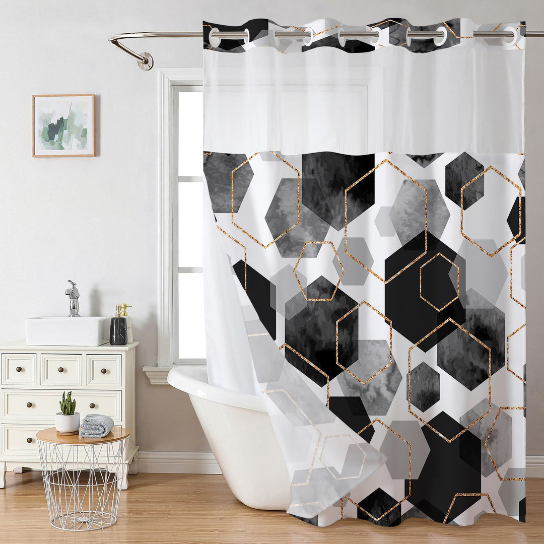 Geometric Pattern Shower Curtain Bowlift
