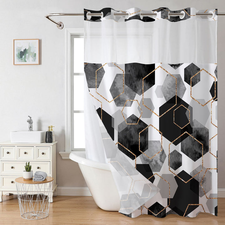 Geometric Pattern Shower Curtain Bowlift