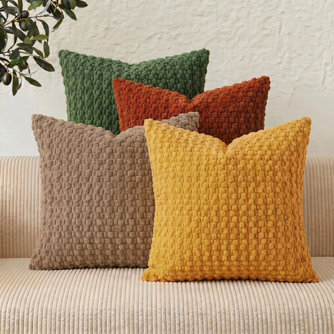 Textured chenille waffle throw pillow with plush insert Bowlift