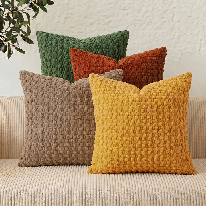 Plush Textured Throw Pillow Cover Bowlift