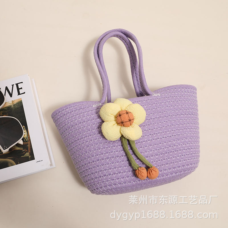 Handcrafted basket bag with floral accents Bowlift